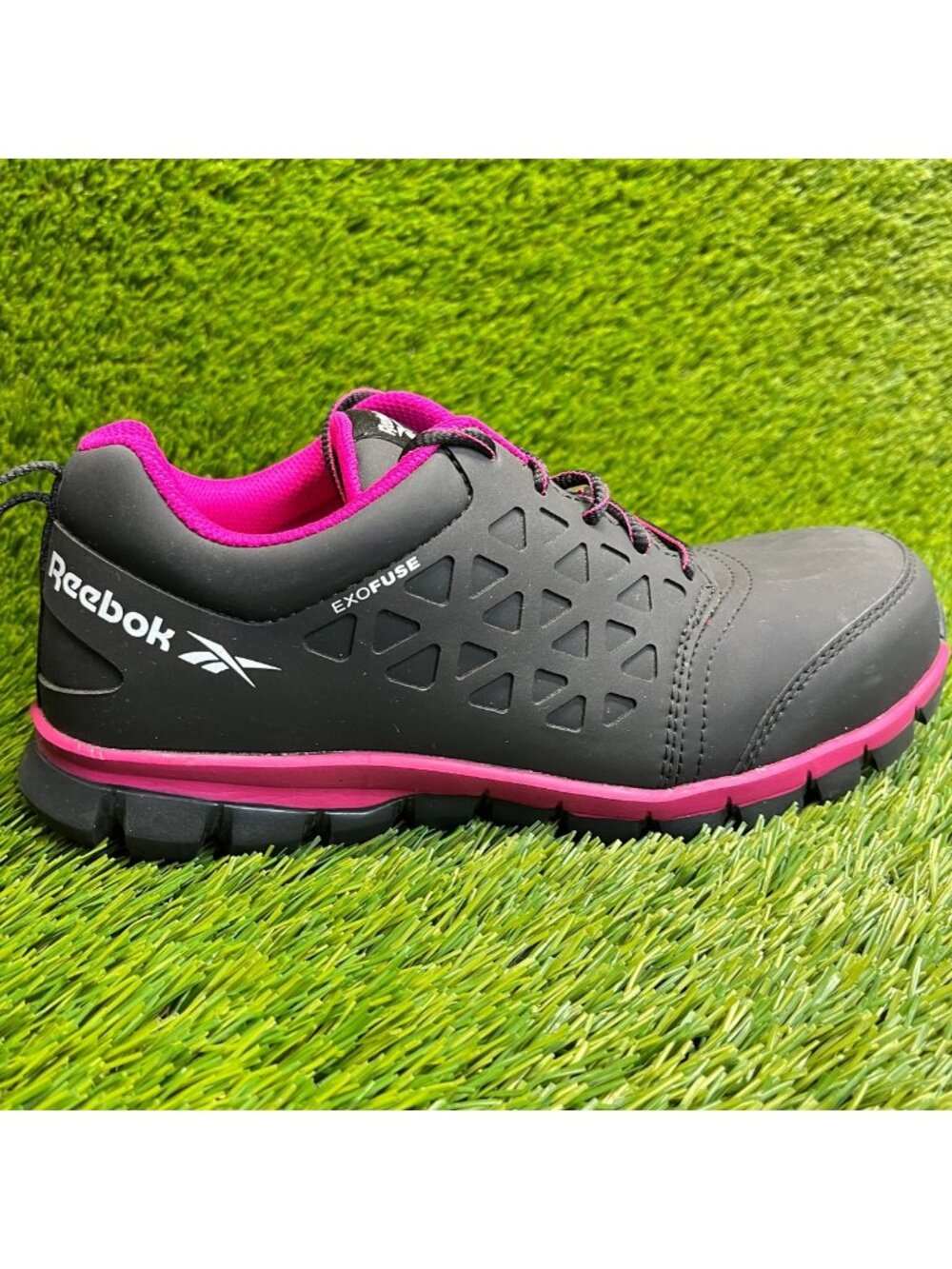 Reebok Sublite Cushion Women Size 8.5 Black Pink Composite Toe Safety Work Shoes